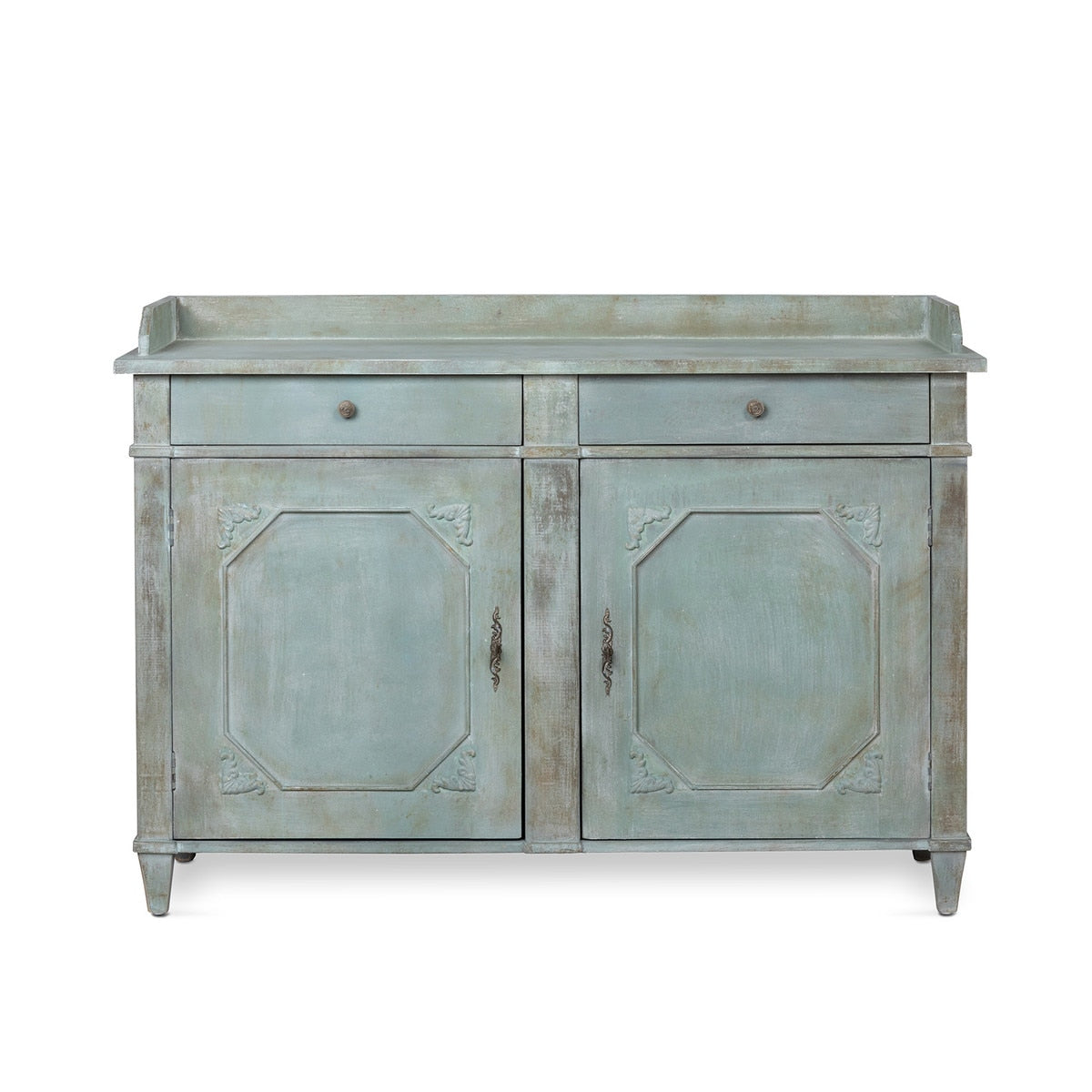 Painted Butters Cabinet | Distressed Pale Blue-Green Storage