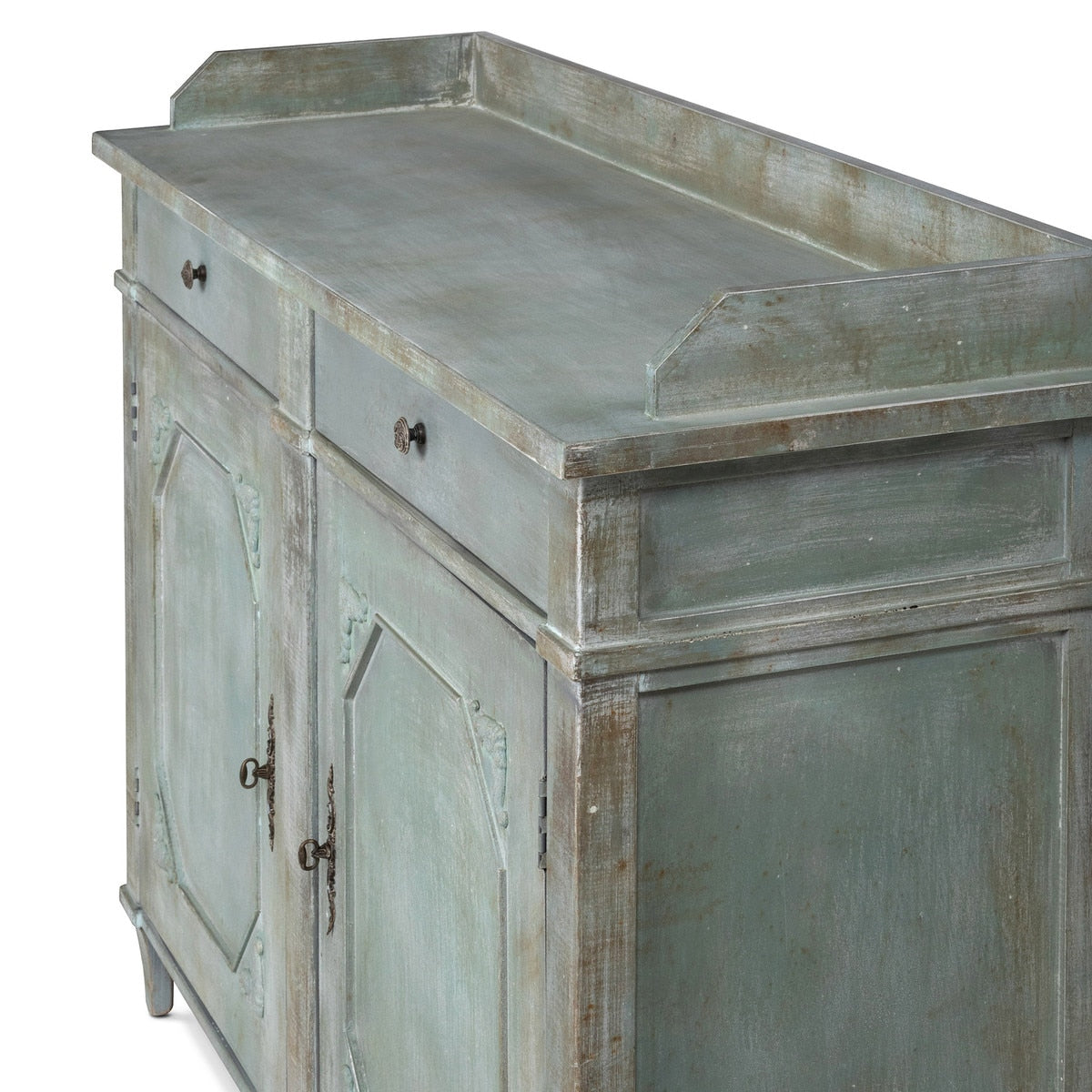 Painted Butters Cabinet | Distressed Pale Blue-Green Storage