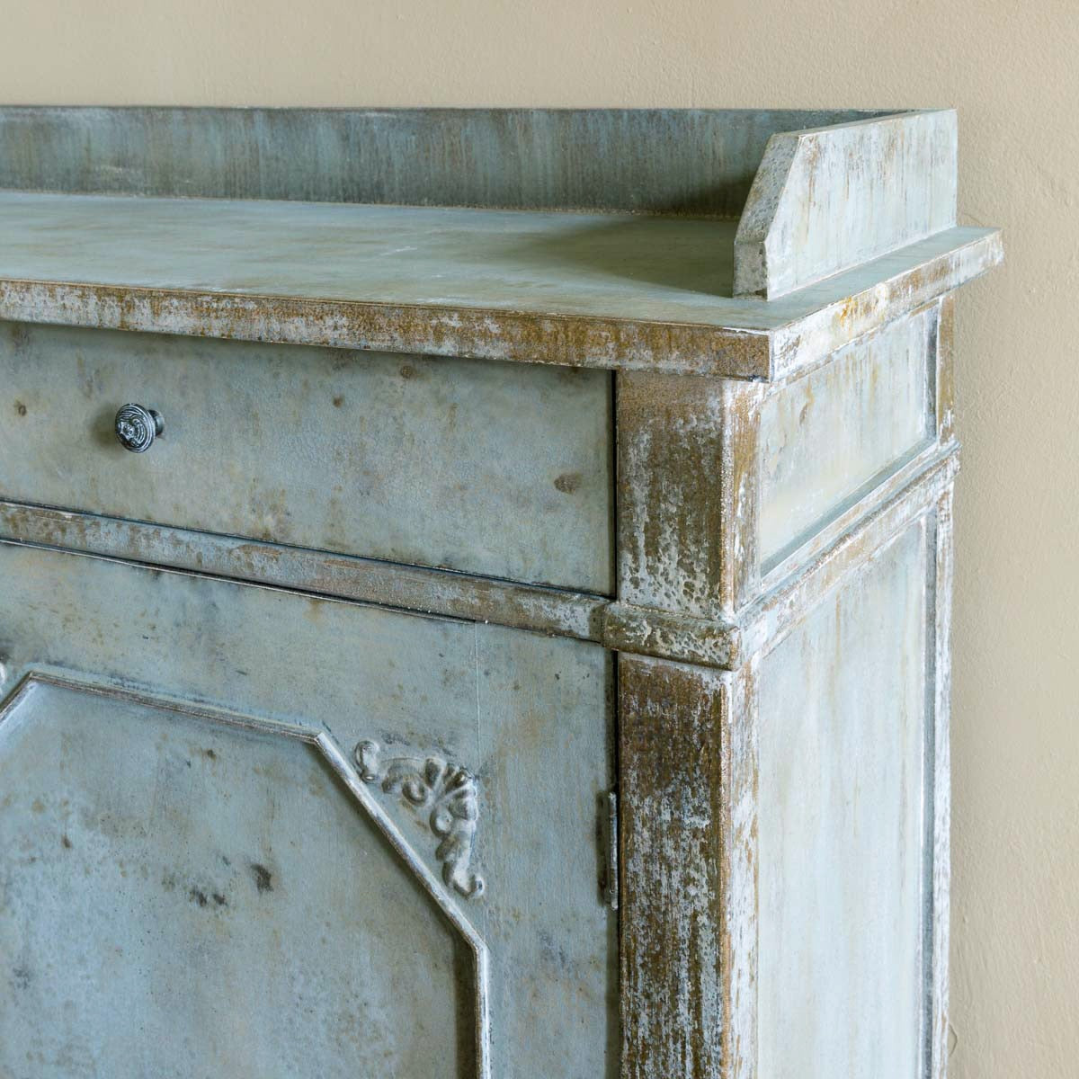 Painted Butters Cabinet | Distressed Pale Blue-Green Storage