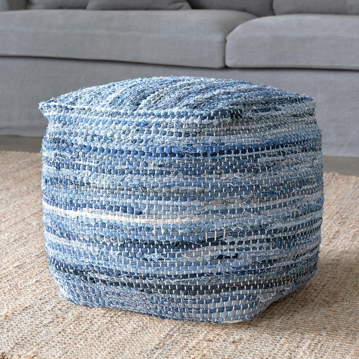 Woven Recycled Denim Stool | Eco-Friendly Accent Seating