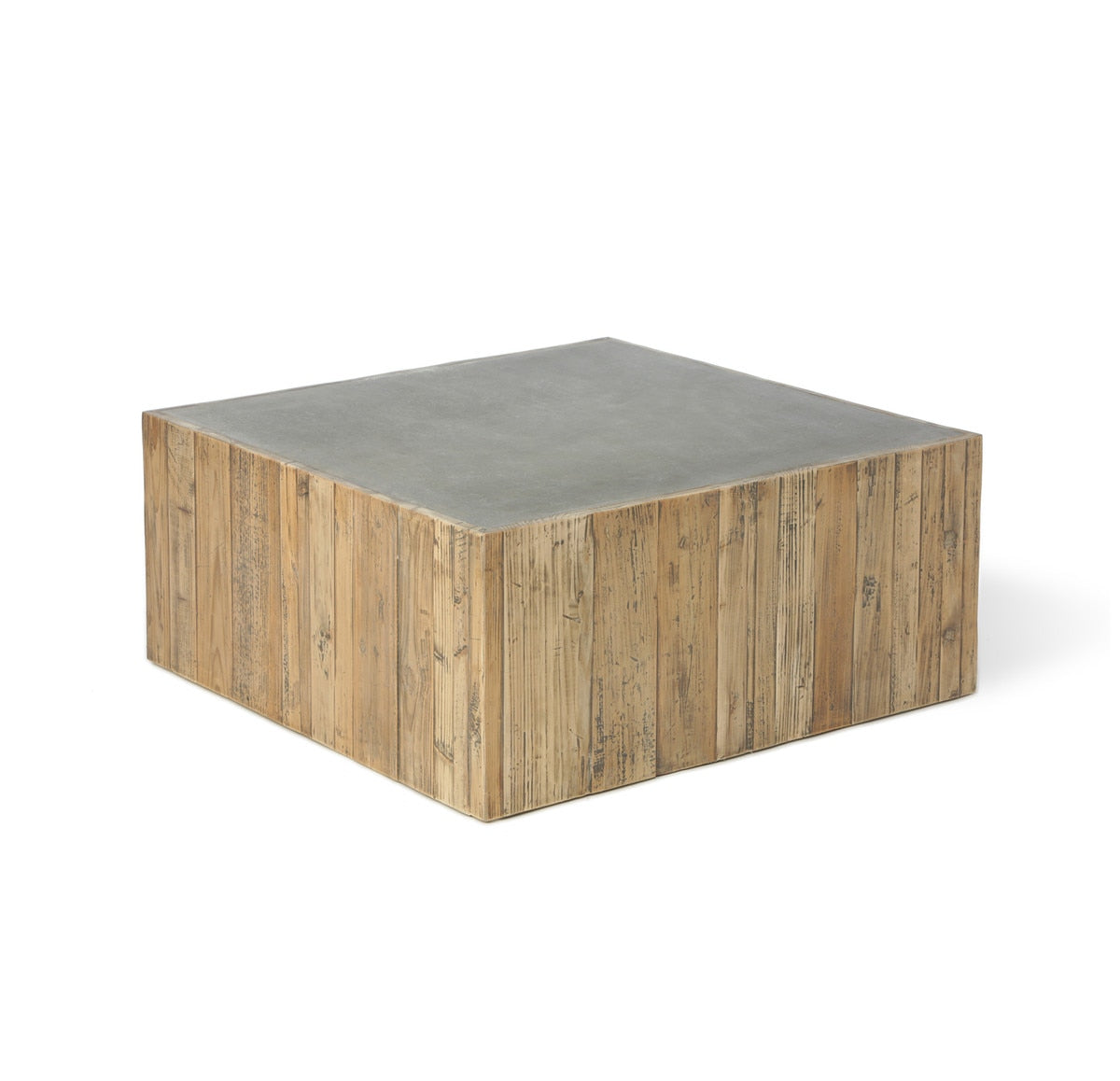 Aged Zinc Top Platform Coffee Table | Industrial Rustic Living Room Table