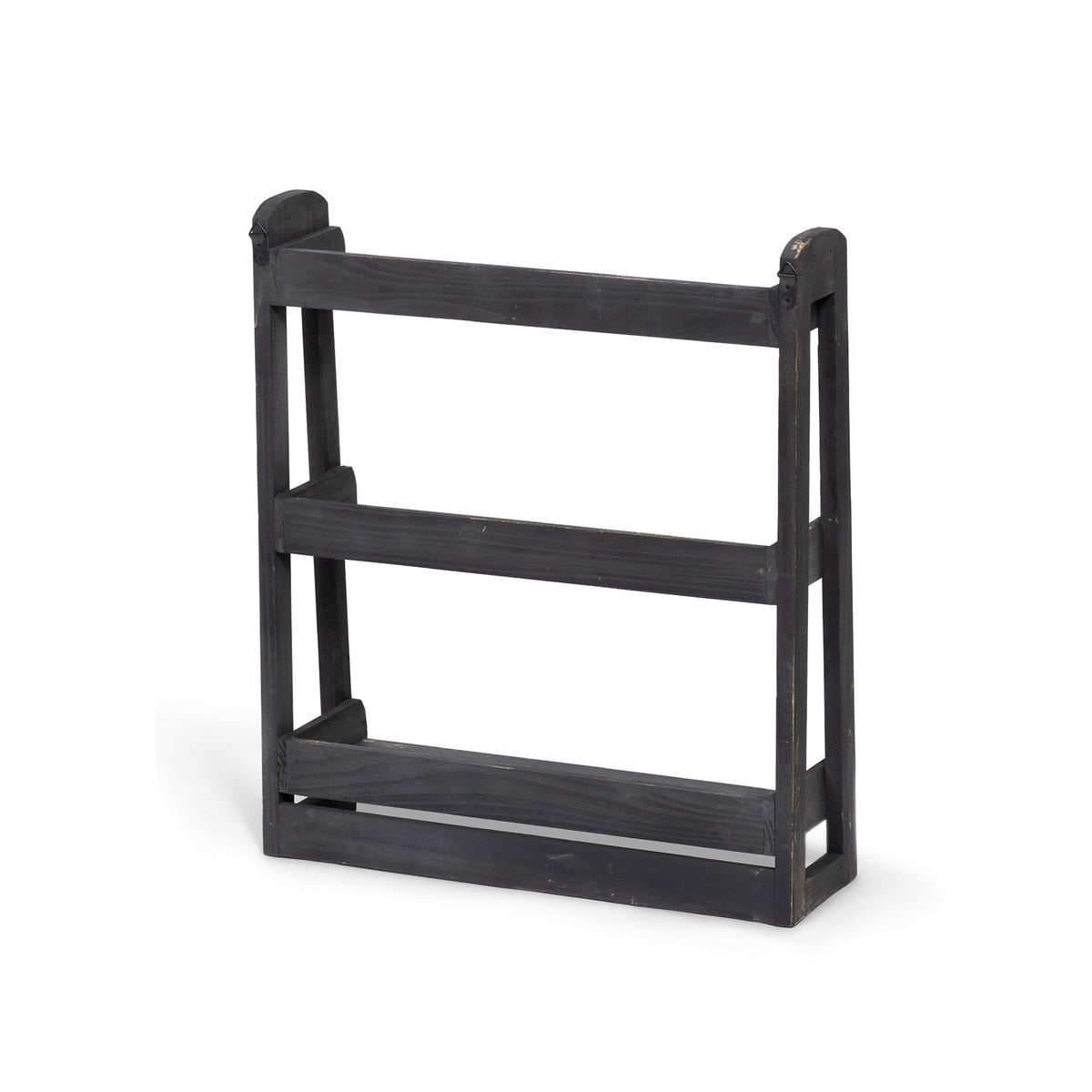 Wooden Herb Rack | Black Rustic Wall-Mounted Storage