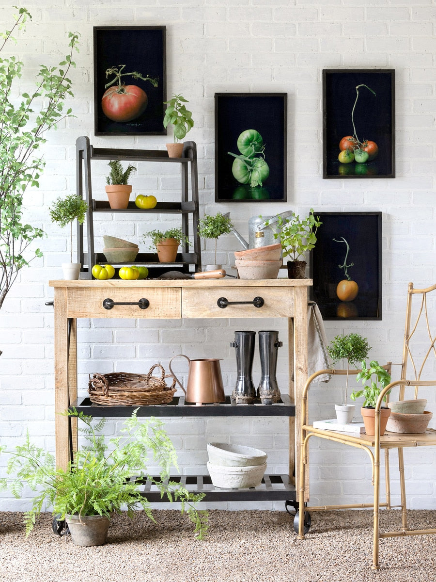 Wooden Herb Rack | Black Rustic Wall-Mounted Storage