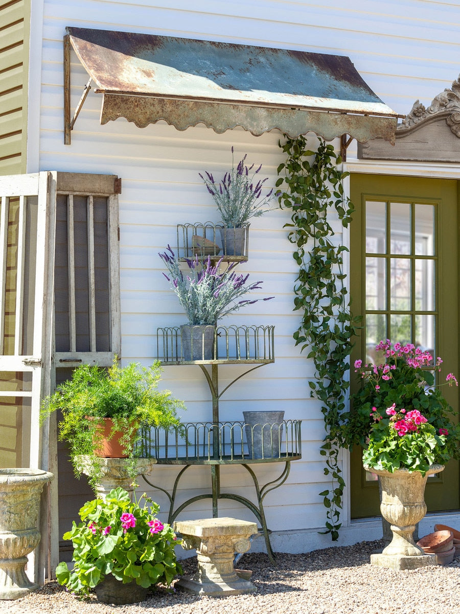 Iron Conservatory Tiered Shelf | Antiqued Industrial Storage