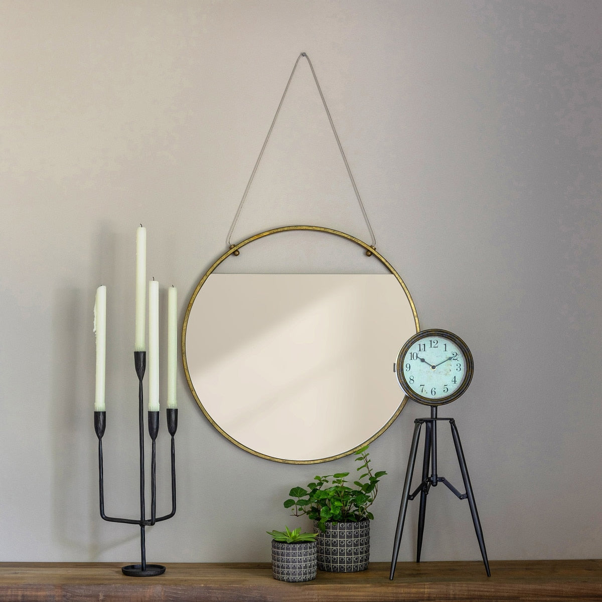 Gable Mirror | Antique Gold Round & Square Decorative Wall Accent