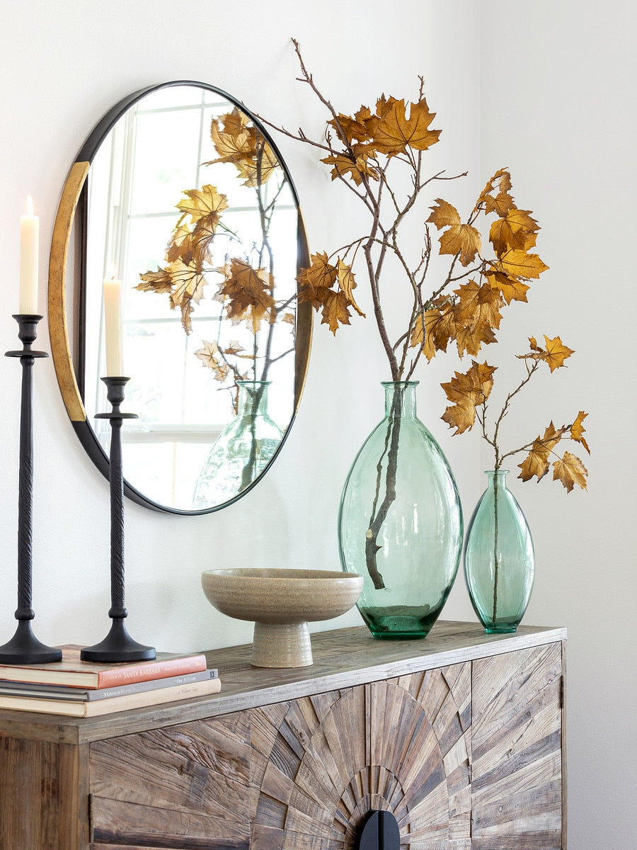 Clark Round Geo Mirror | Antique Gold Decorative Wall Accent, 2 Sizes