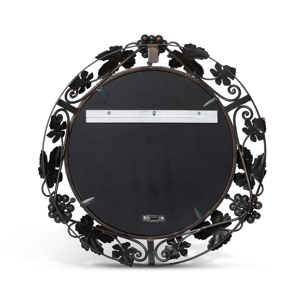 Grapes and Leaves Framed Mirror | Natural Iron Vintage Wall Accent