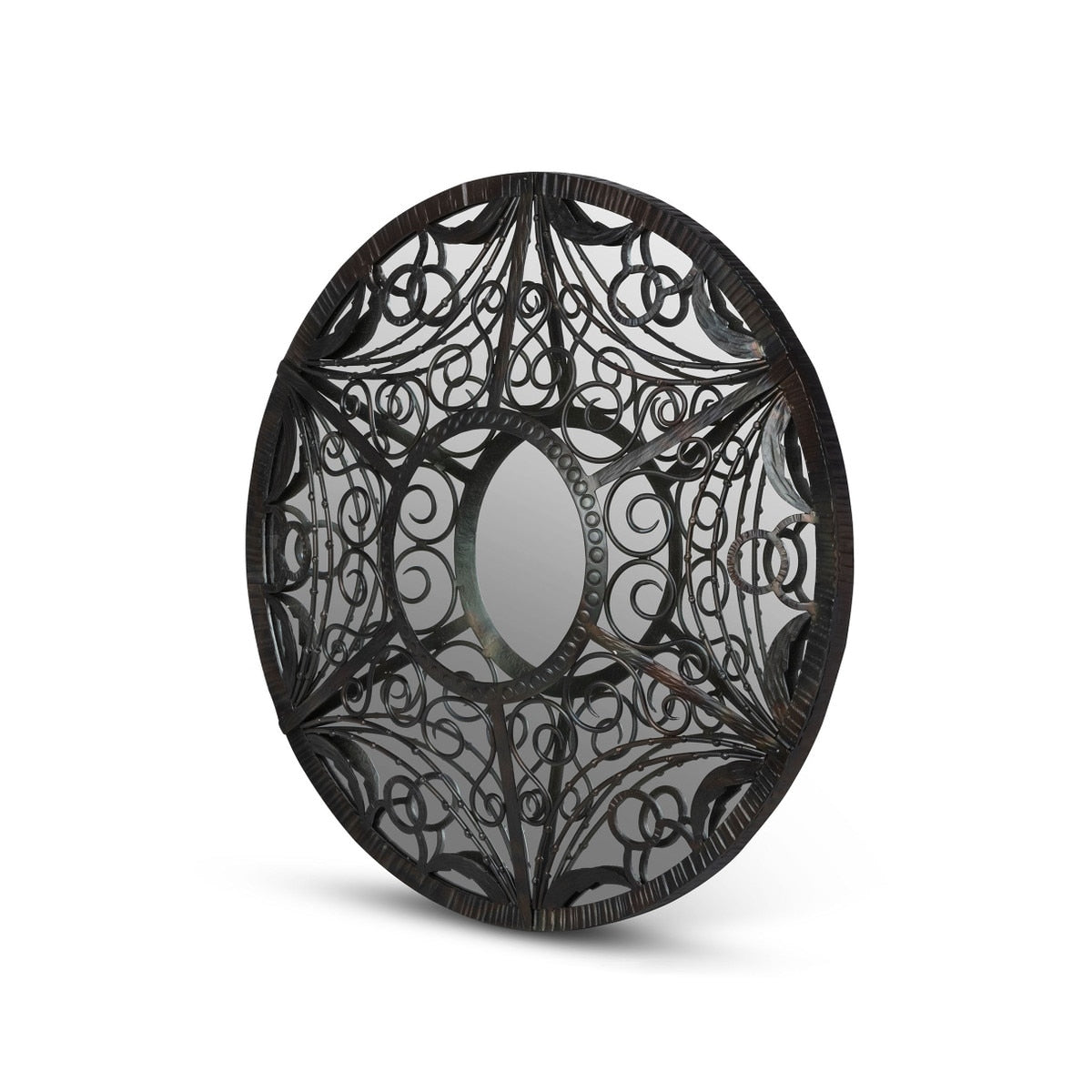 Scroll and Swag Framed Mirror | Natural Iron Decorative Accent