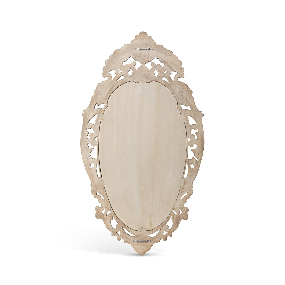 Auvergne Hand Carved Wood Mirror | Distressed White Wall Accent