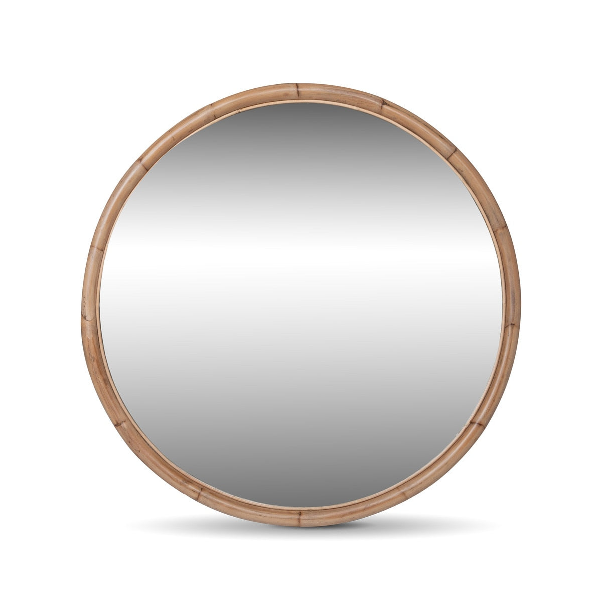 Bamboo Frame Round Mirror | Natural Rattan Accent for Any Room