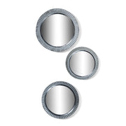 Round Fluted Mirrors Set of 3 | White Wash Silver Décor