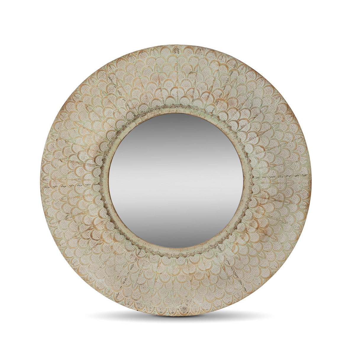 Athena Patina Pattern Mirror | Antique Green & Rusty Finish