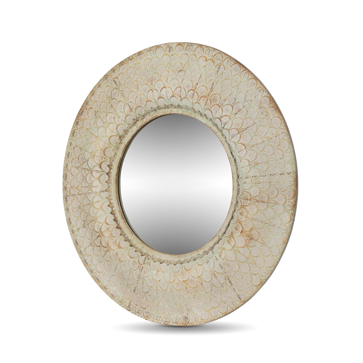 Athena Patina Pattern Mirror | Antique Green & Rusty Finish