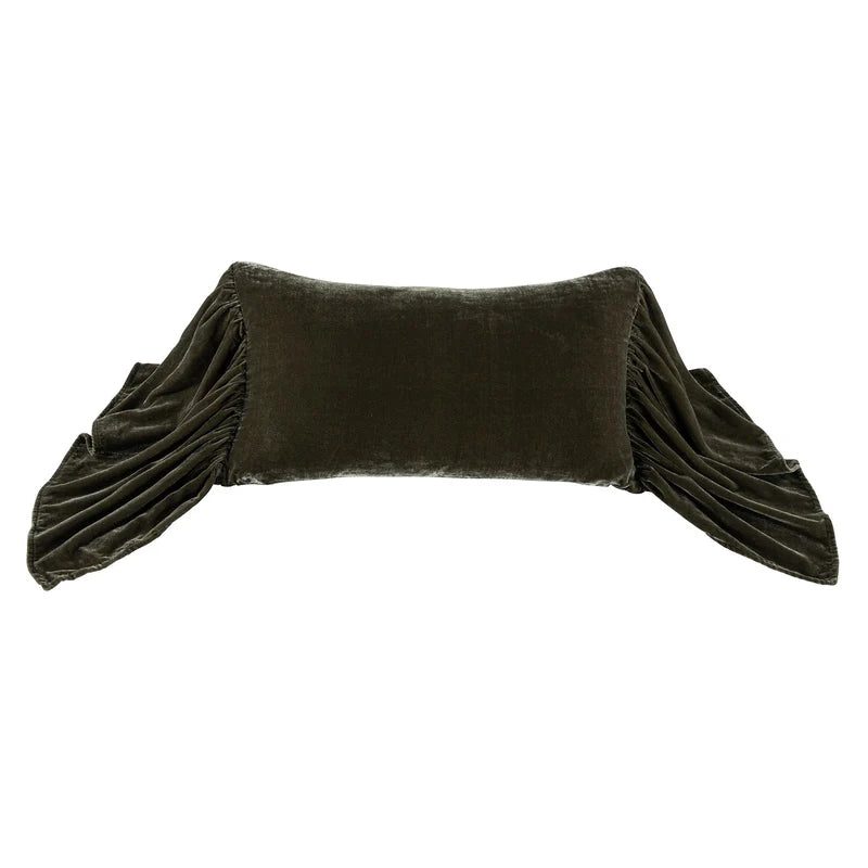 Stella Faux Silk Velvet Long Ruffled Pillow