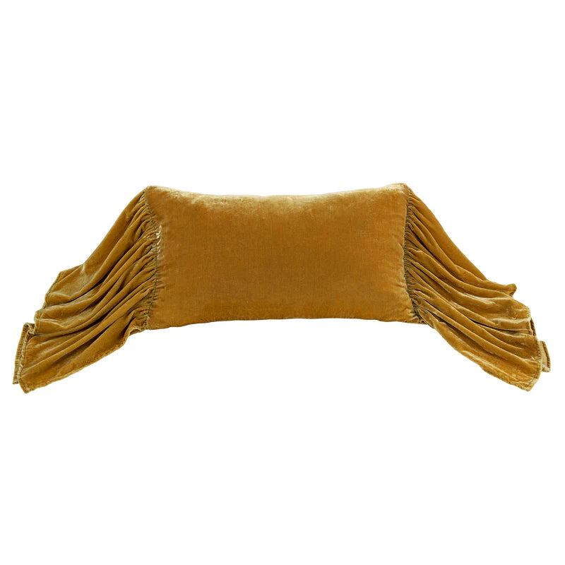 Stella Faux Silk Velvet Long Ruffled Pillow