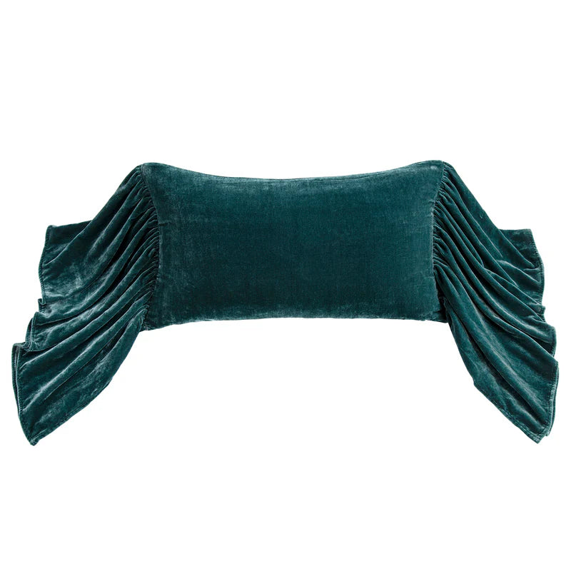 Stella Faux Silk Velvet Long Ruffled Pillow