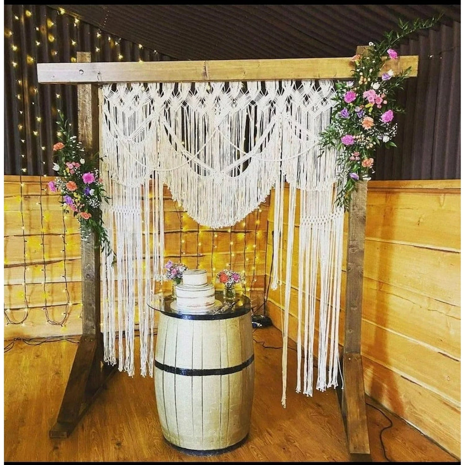 Luxury White Handmade Macrame Wedding Curtain Backdrop W 85 X L 85 INCH