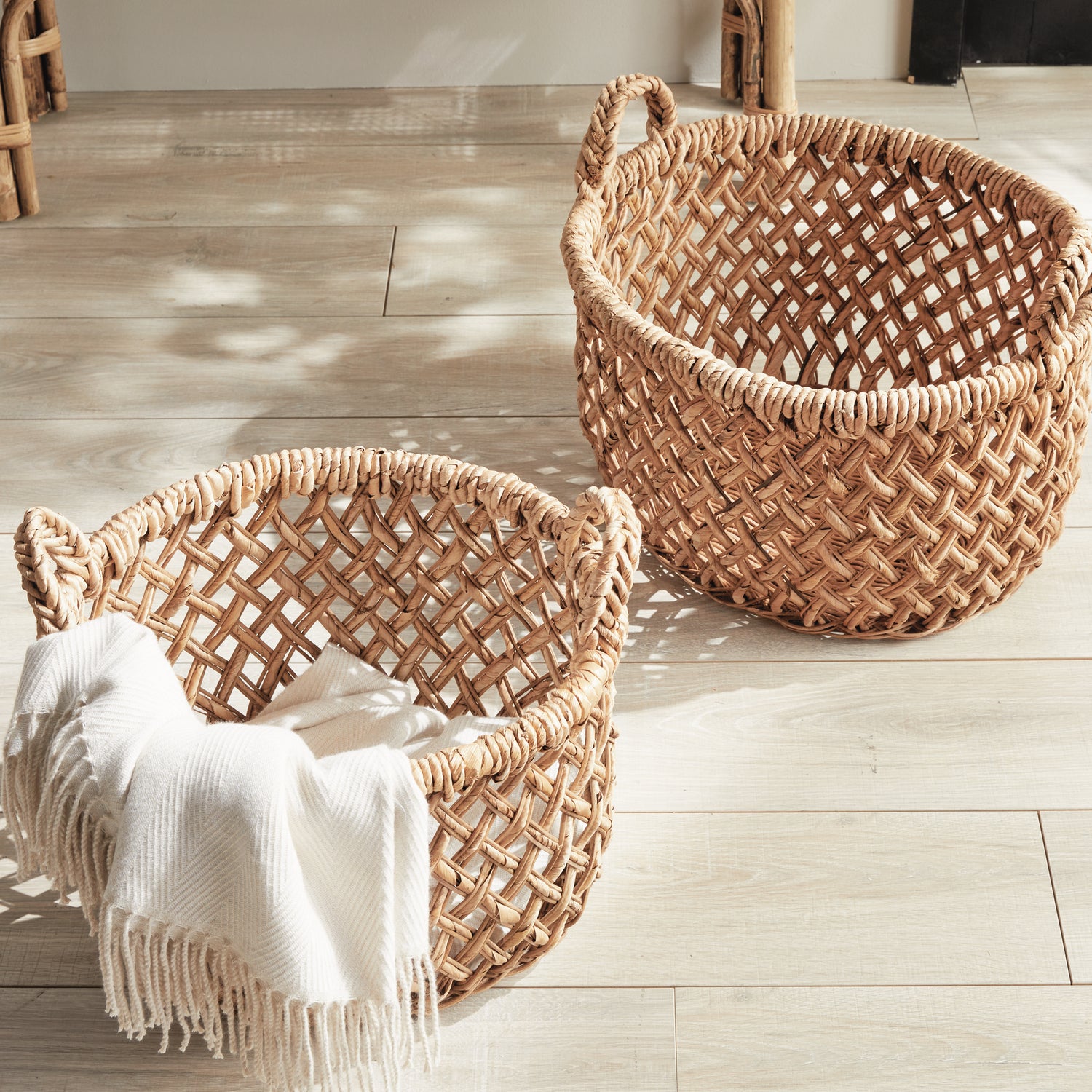 Emlyn Rattan Basket Set With Handles