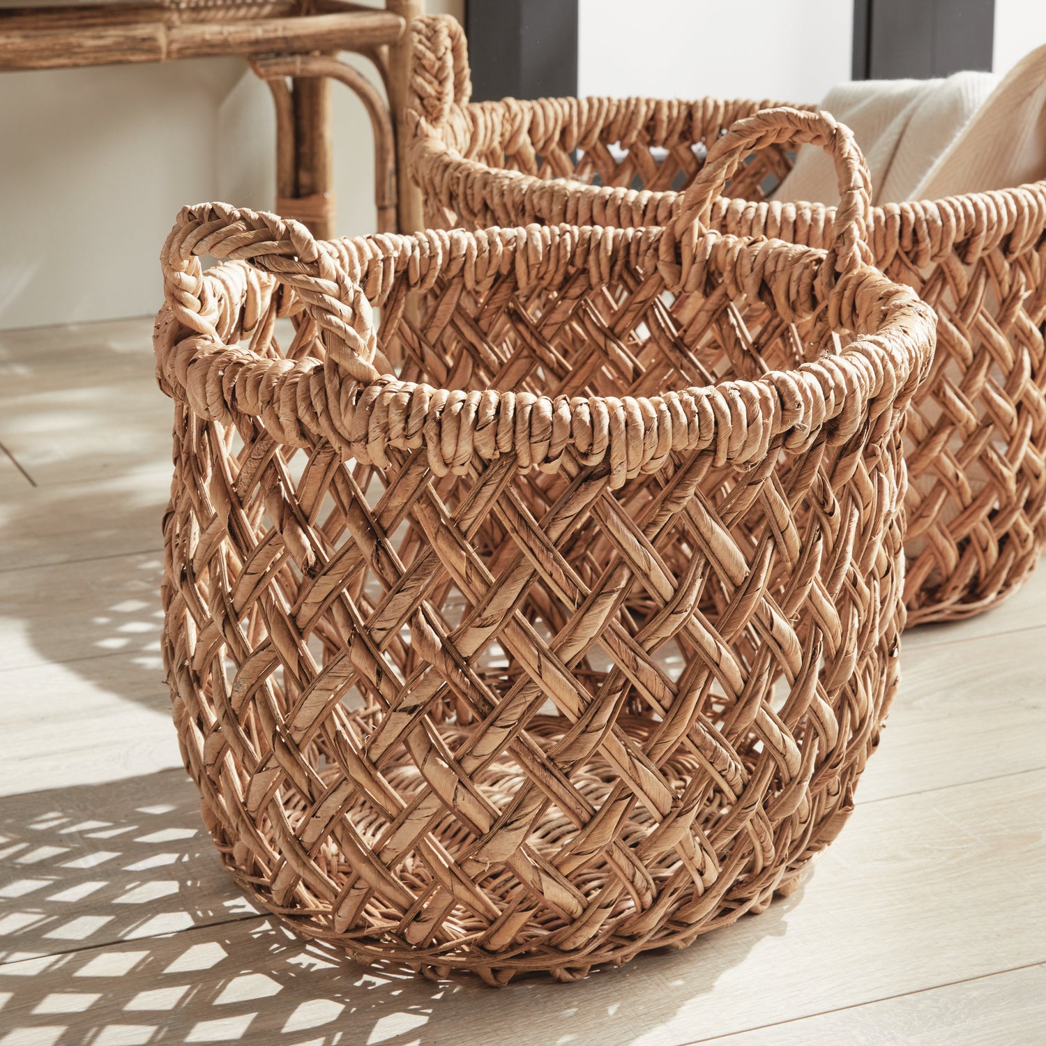 Emlyn Rattan Basket Set With Handles