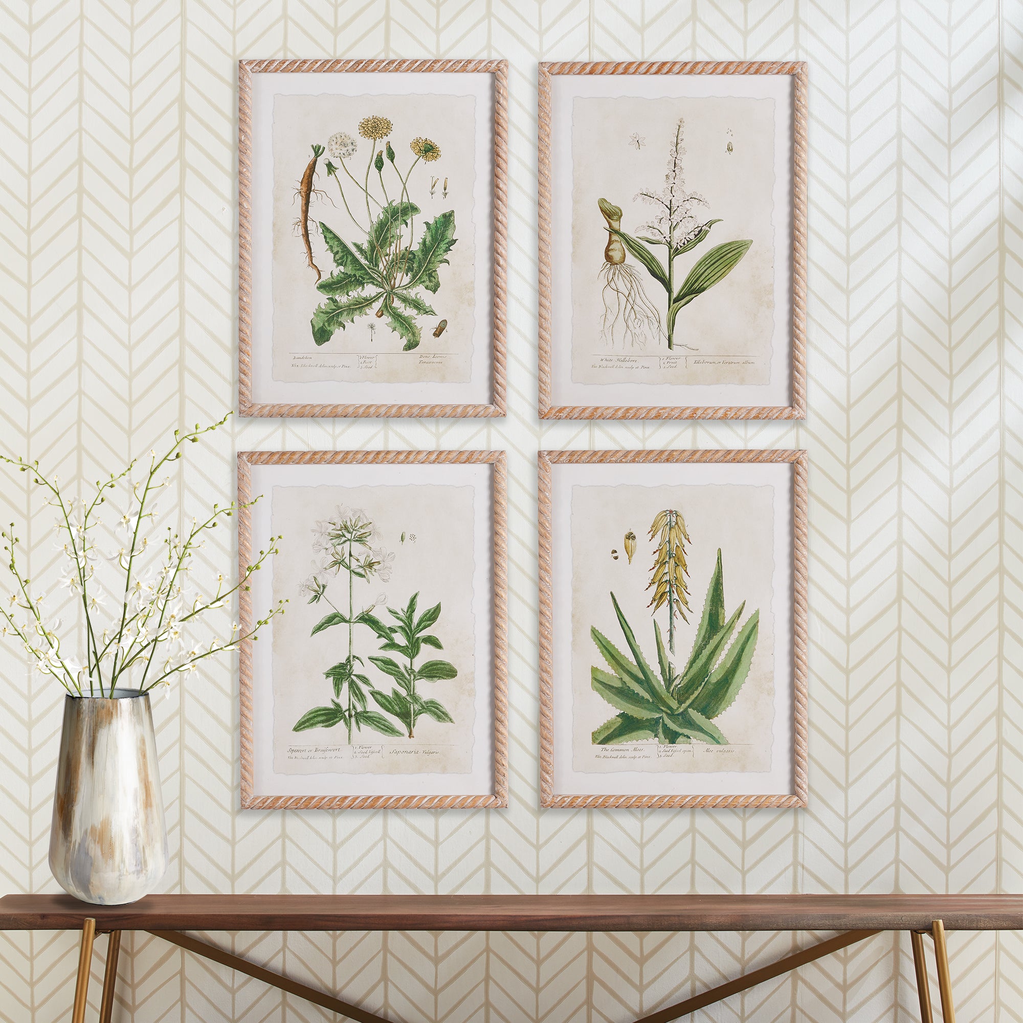 VINTAGE BOTANICAL STUDY, SET OF 4