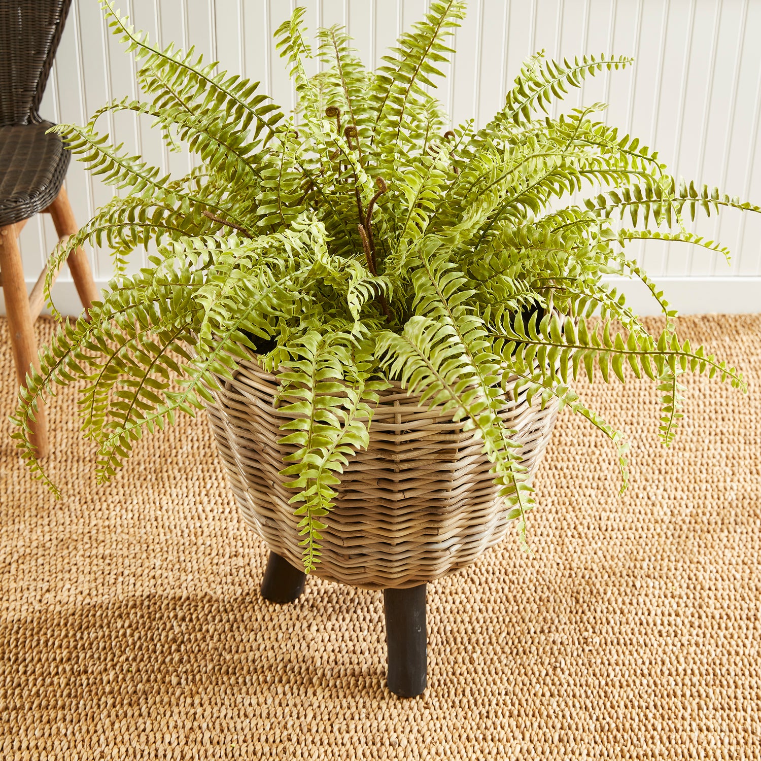 Woven Rattan Dry Basket Plant Riser 21.25"