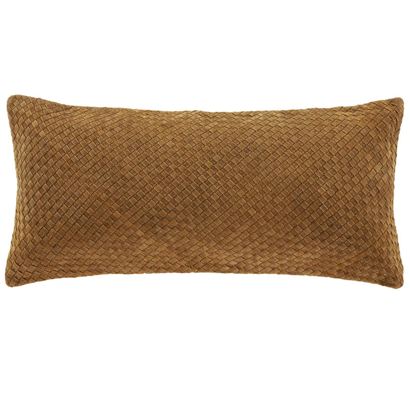 Woven Suede Lumbar Pillow