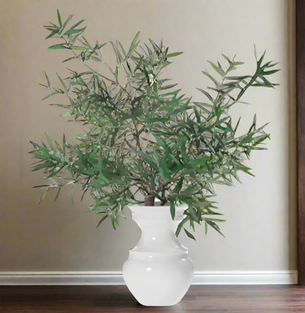 Elegant Olive Branch Arrangement in Ceramic Vase | Mediterranean Home Decor