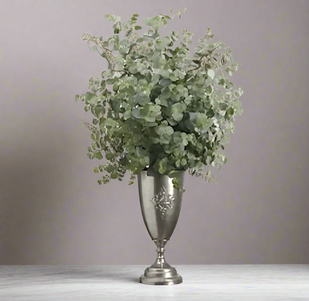 Elegant Eucalyptus Arrangement in Tin Urn | Grand Home Decor