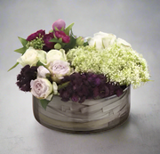 Rustic Rose & Queen Anne's Lace Arrangement in Glass Vase | Elegant Home Decor