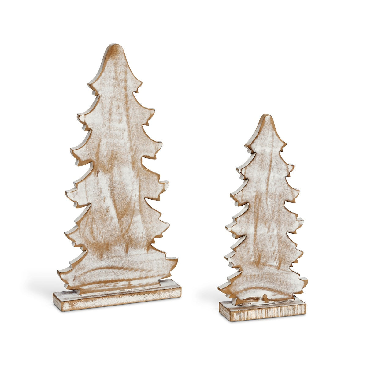 Wooden Carved Fir Tabletop Tree Set of 2 | Mango Wood Décor