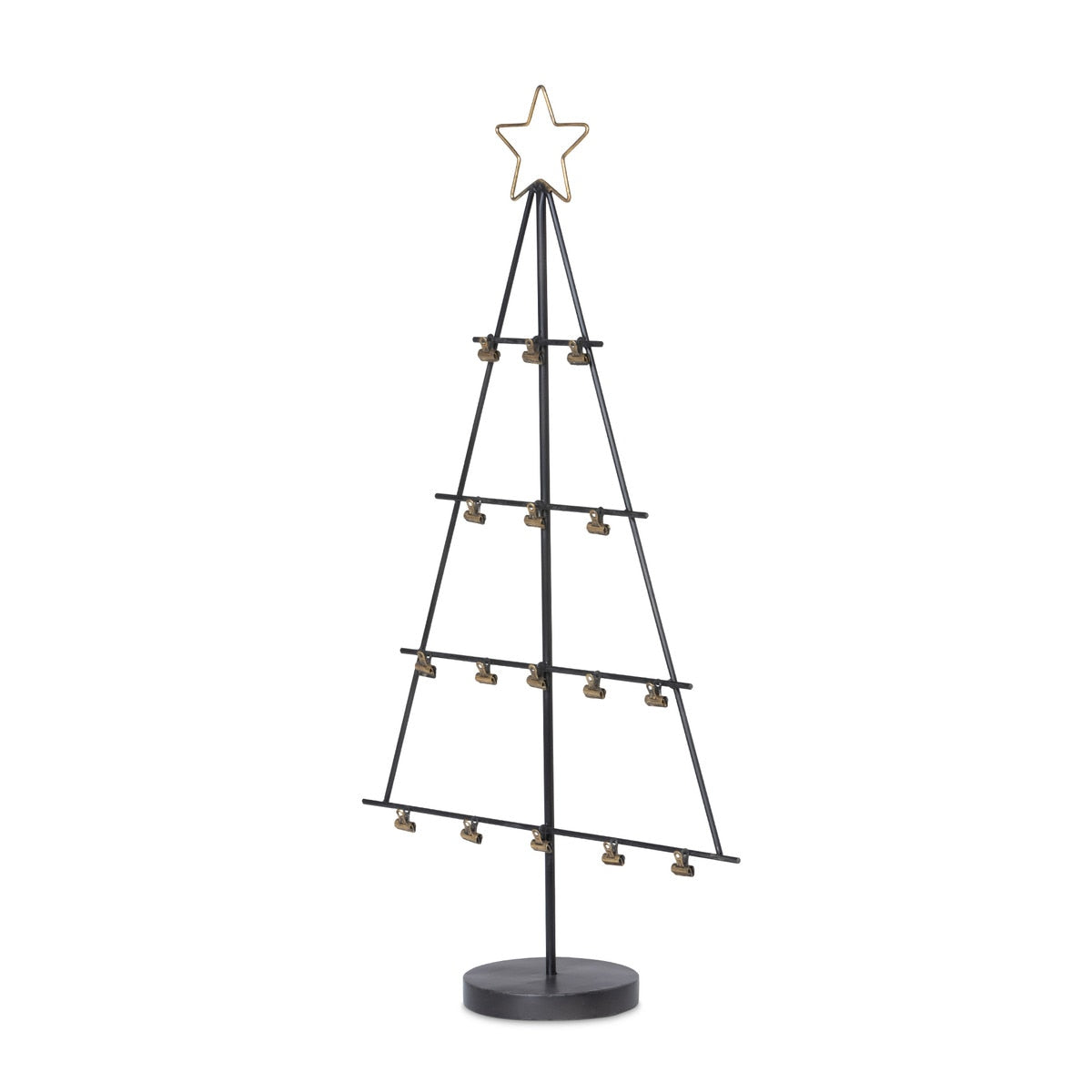 Iron Christmas Tree Card Holder | Black & Gold Holiday Display