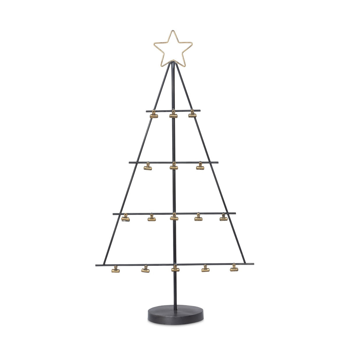 Iron Christmas Tree Card Holder | Black & Gold Holiday Display