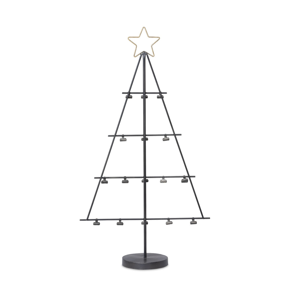 Iron Christmas Tree Card Holder | Black & Gold Holiday Display