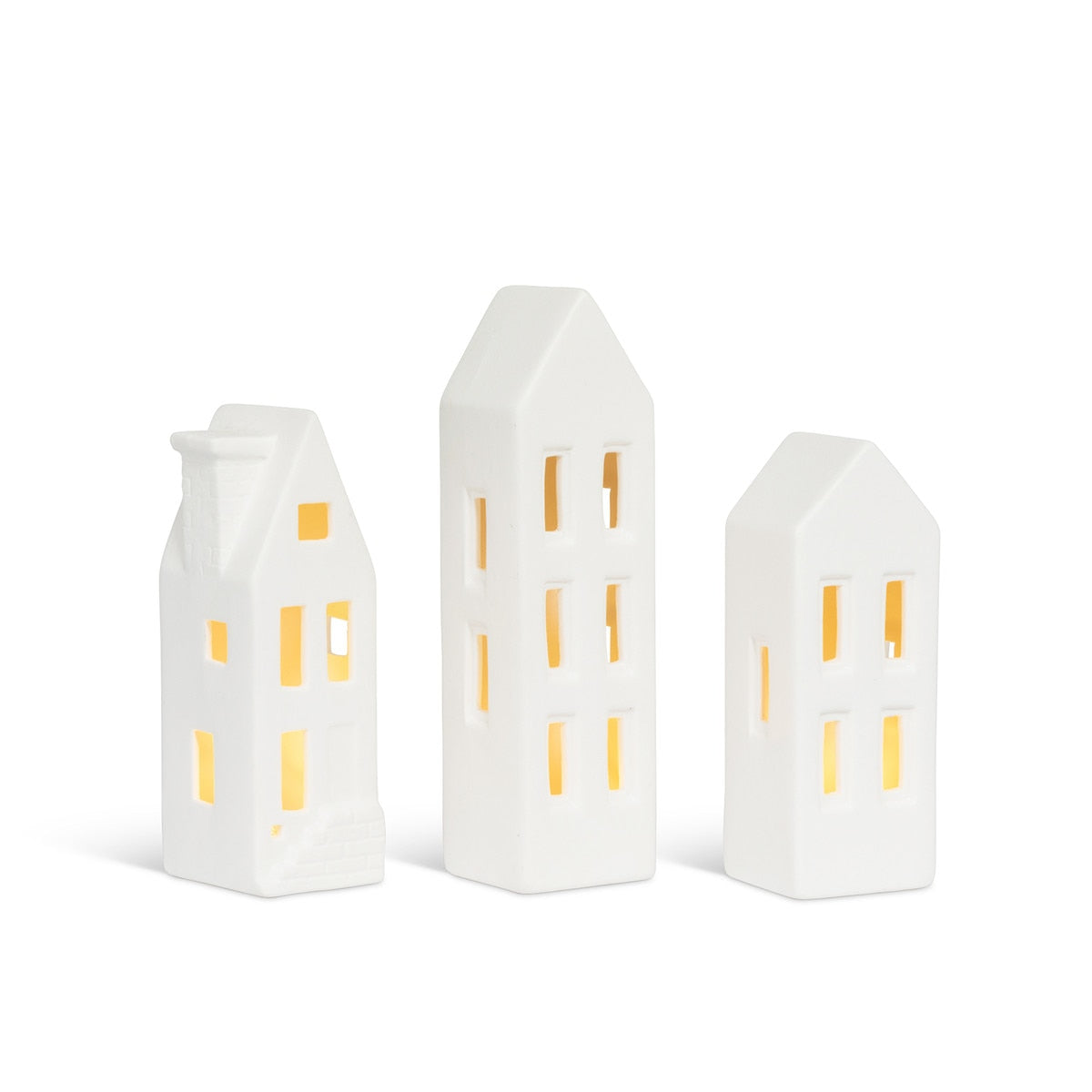 Ceramic LED Lighted Townhouses | Festive Holiday Décor