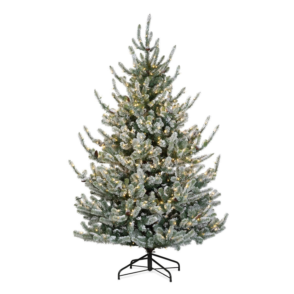 Park Hill Flocked Blue Spruce Tree 7.5' | Snow-Dusted Holiday Elegance