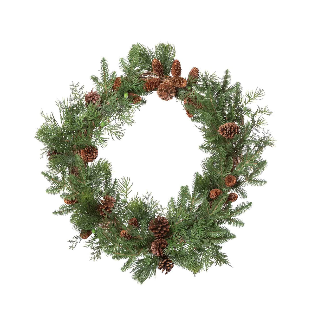 Mixed Pine Decorated Grapevine Wreath | Rustic Holiday Wreath