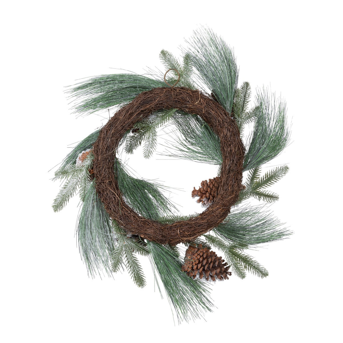 Frosted White Pine and Pine Cone Wreath Set of 2 | Elegant Winter Holiday Décor