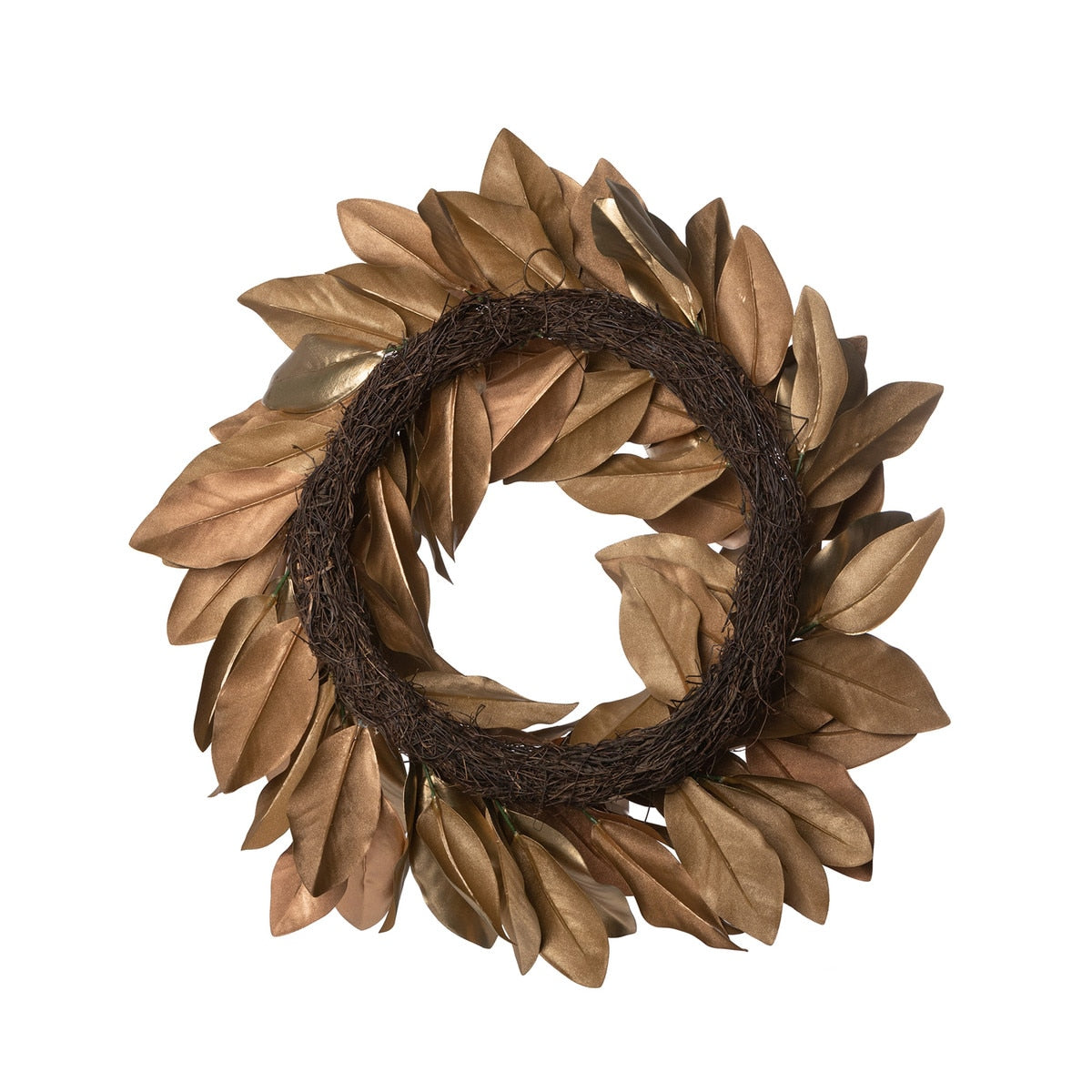 Gilded Magnolia Leaf Wreath Set of 2 | Elegant Holiday Décor