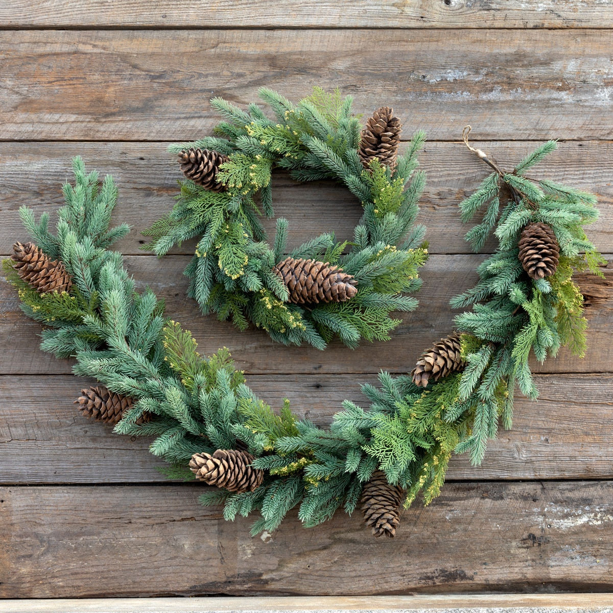 Mixed Evergreen Wreath with LED | Festive Lighted Holiday Wreath