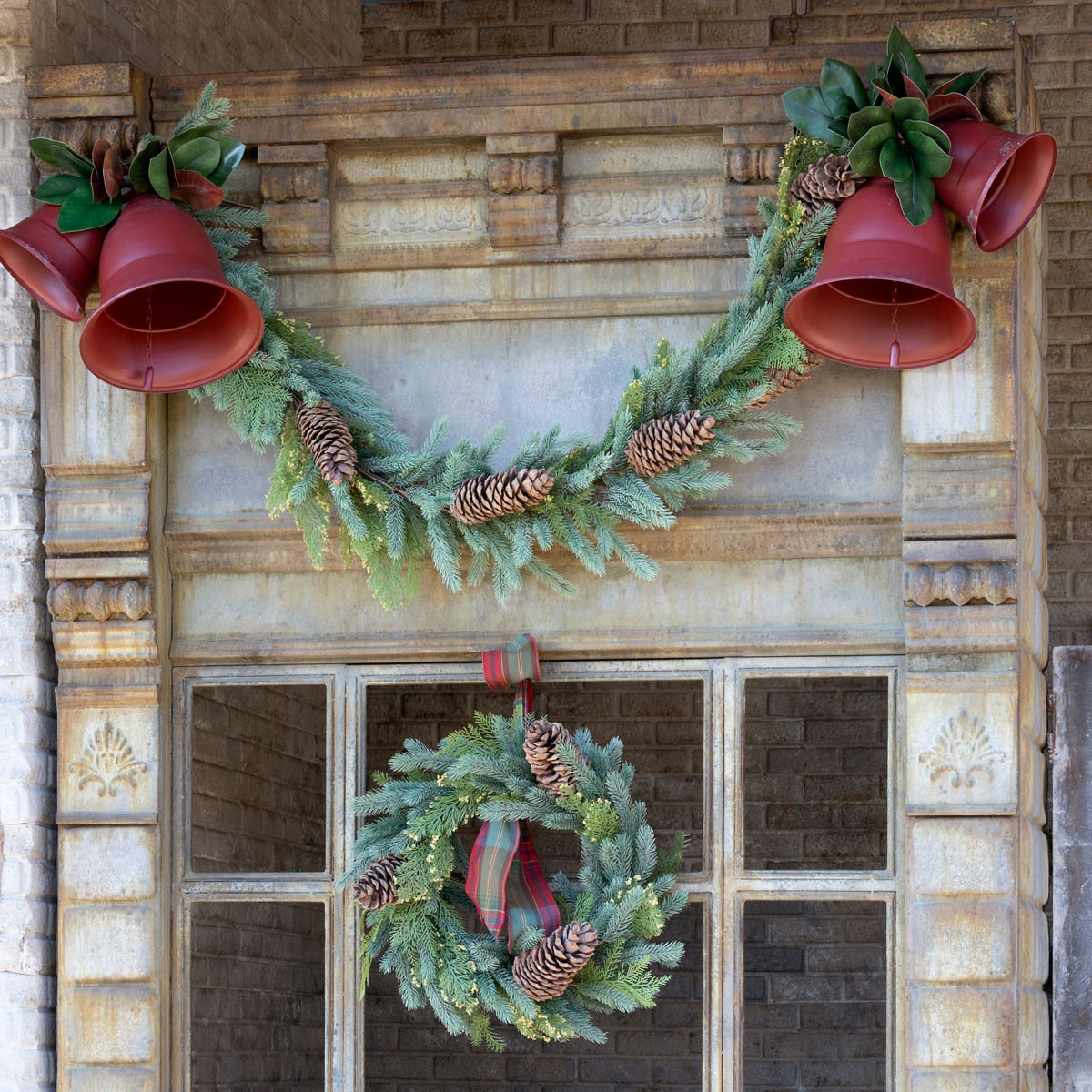 Mixed Evergreen Wreath with LED | Festive Lighted Holiday Wreath