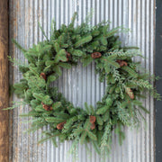 Mixed Evergreen Wreath with LED | Festive Lighted Holiday Wreath