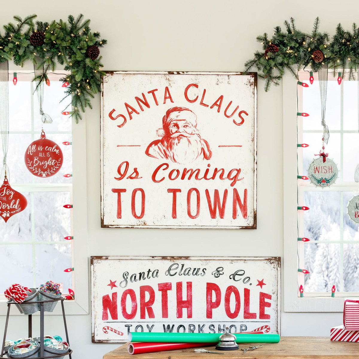 Santa Claus Square Iron Plaque | Vintage Christmas Wall Décor - Park Hill