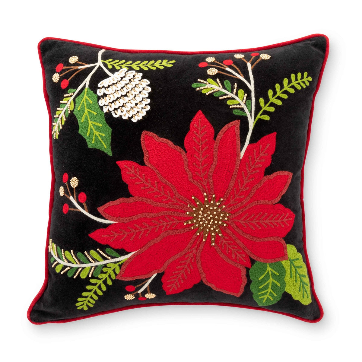 Poinsettia Pillow | Festive Holiday Décor Accent – Park Hill Collection