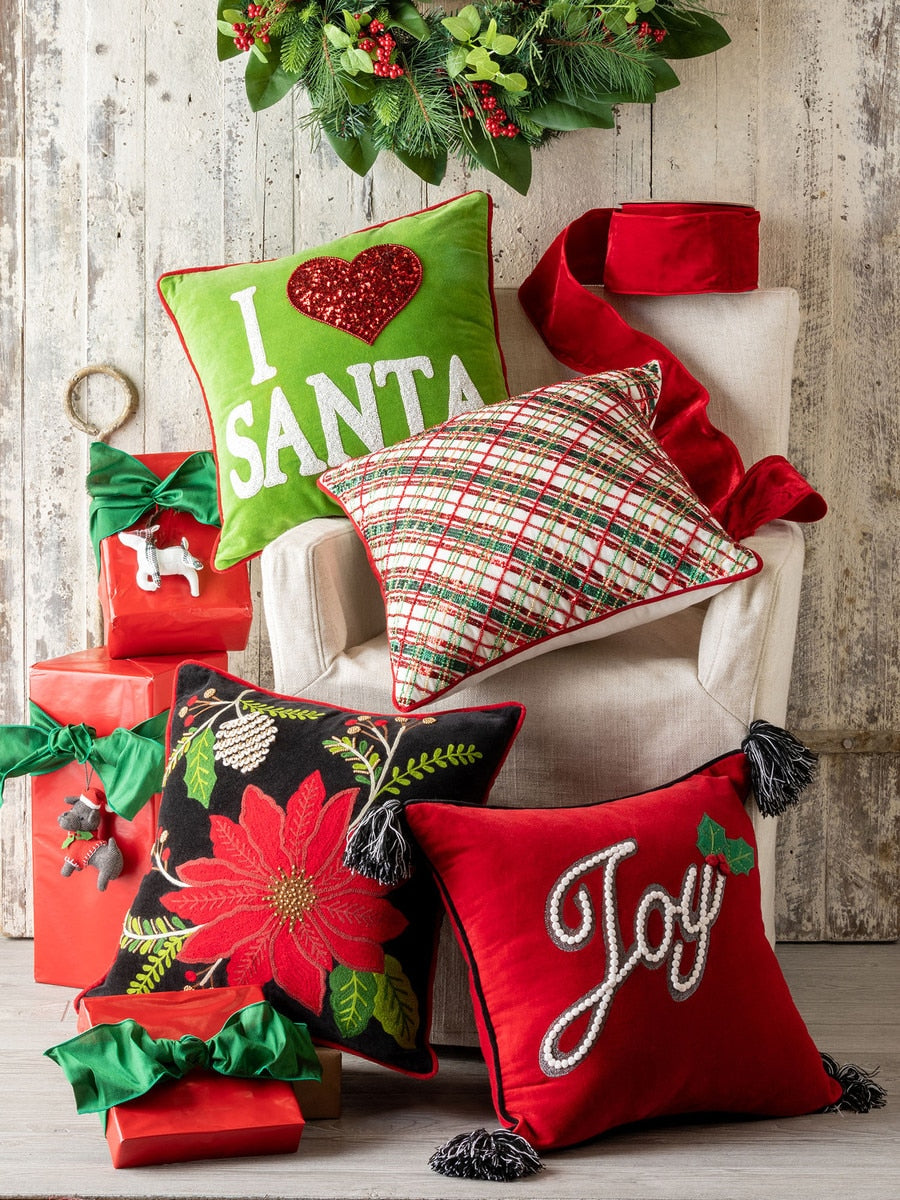 Poinsettia Pillow | Festive Holiday Décor Accent – Park Hill Collection