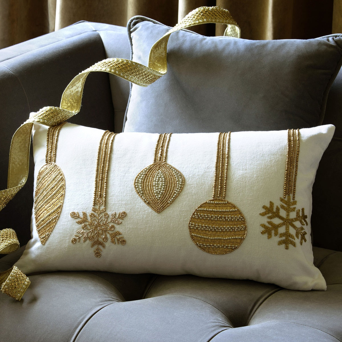 Holiday Splendor Ornaments Pillow | Festive Home Décor Accent