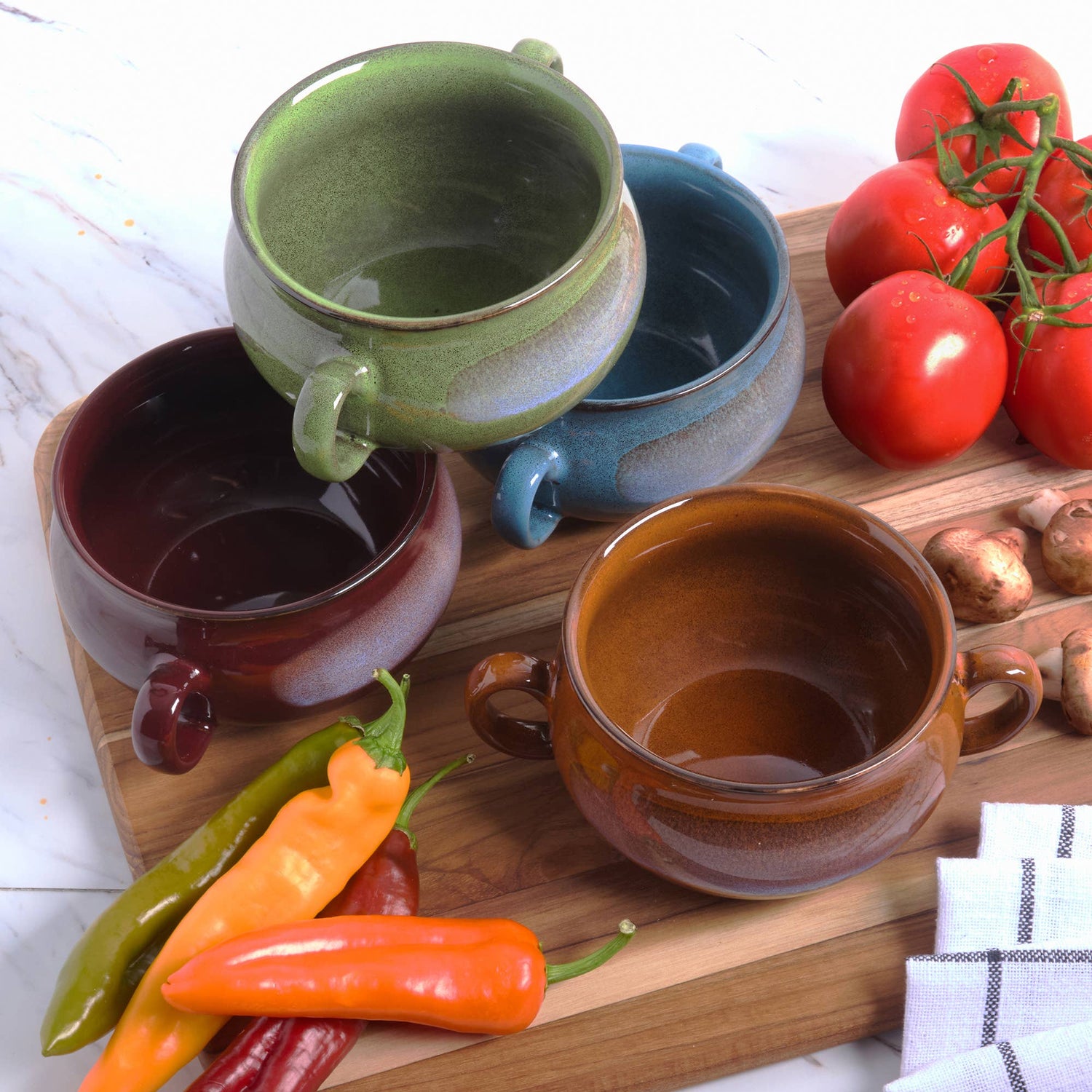 Stoneware 24oz Reactive Glaze Soup Crocks - 4 Colors