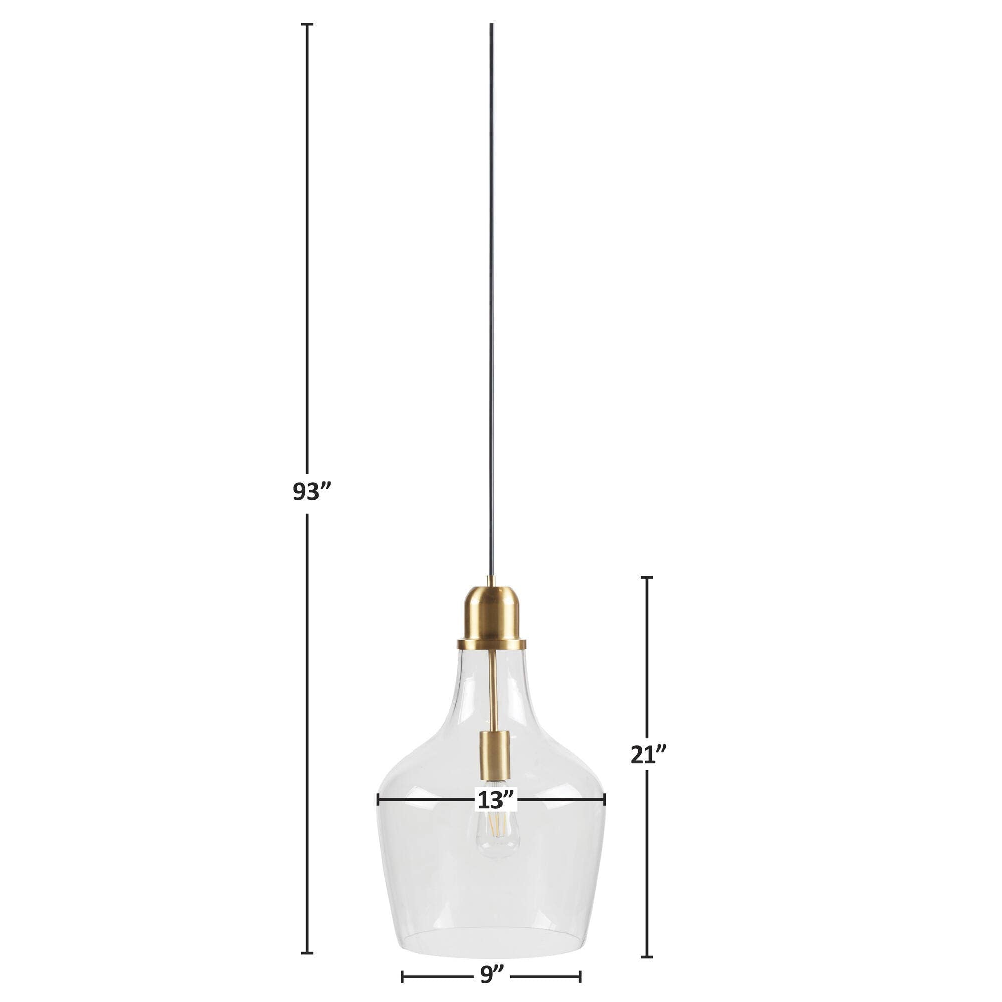 Bell Shaped Glass Pendant, Gold/Clear