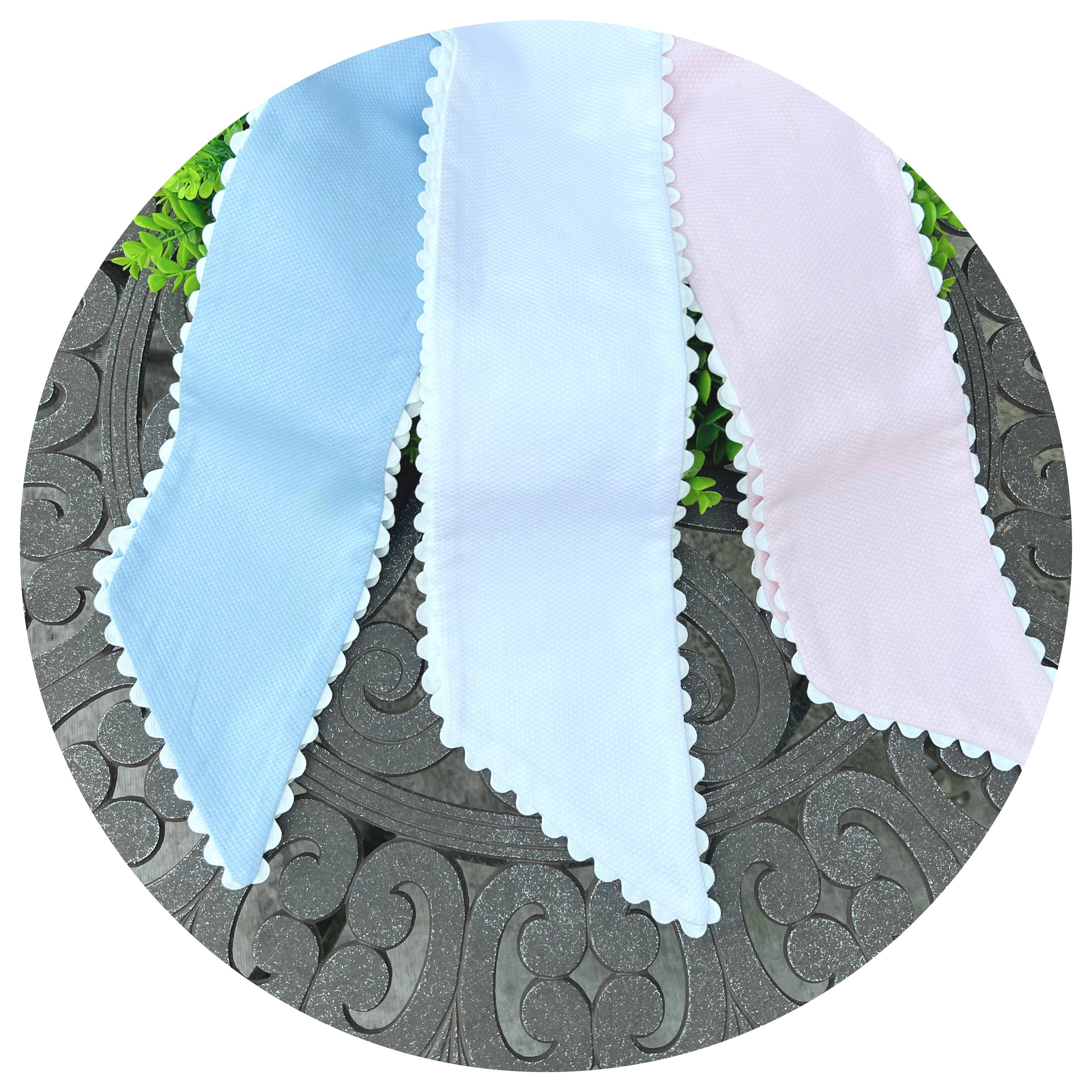 Color Cotton Pique Sash with Trim: White / 44 inches