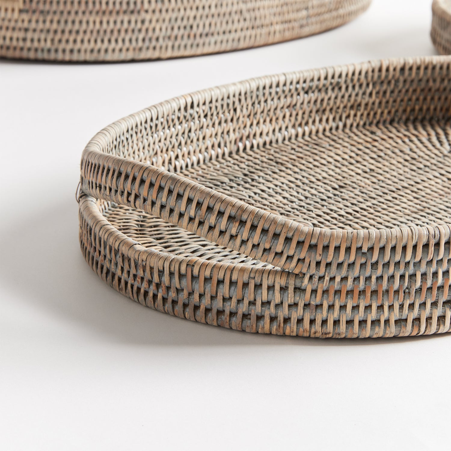 Burma Rattan Oval Serving Trays, Set Of 3