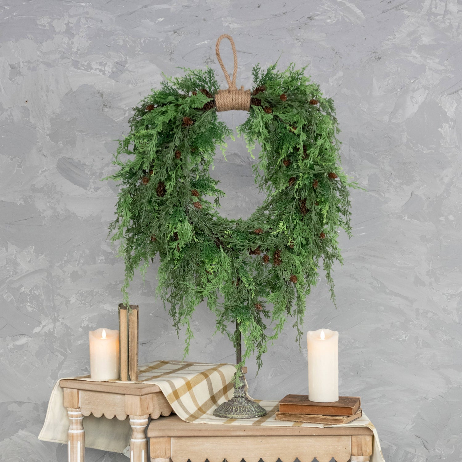 32" MIXED CEDAR HANGING WREATH - Available July 10 shipping